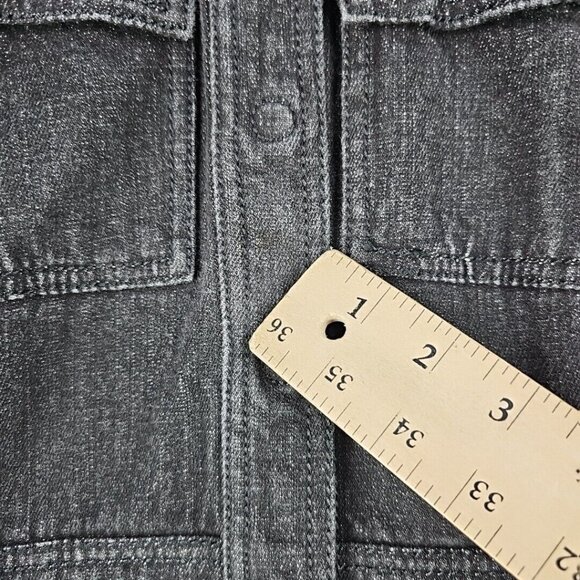Armani Exchange Denim Jacket Womens Size S Dark Gray Stretch Collared Snap - Picture 4 of 8